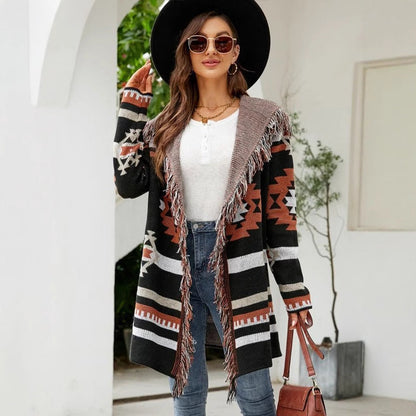 Scarlet Tribal Tassel Cardigan