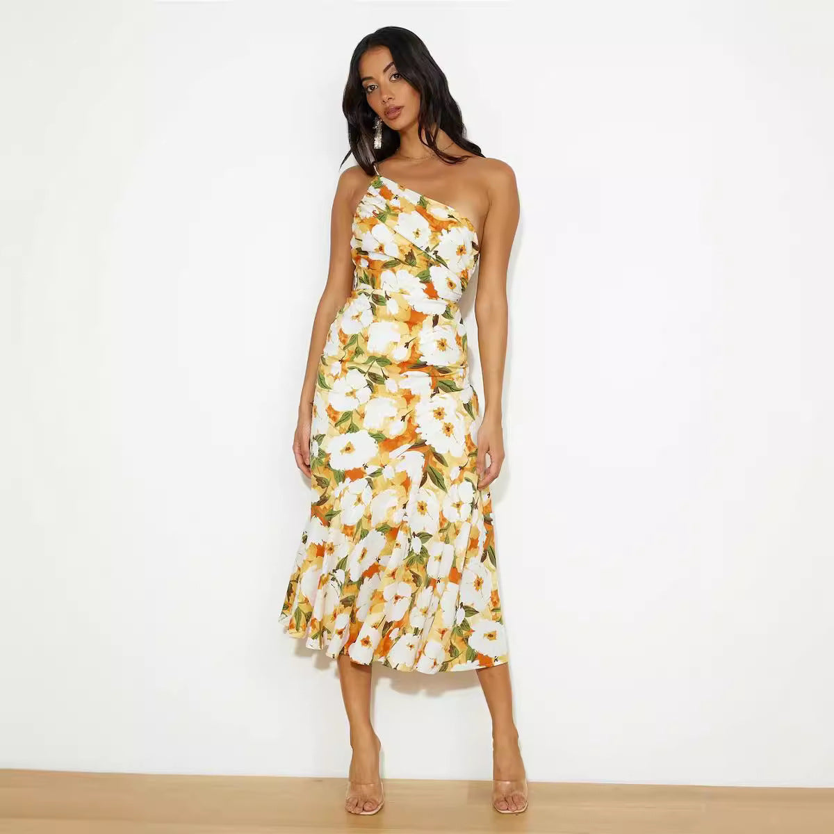 Fleur Jardin Satin Midi Dress