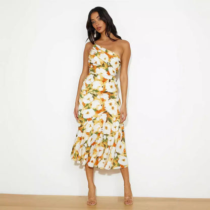 Fleur Jardin Satin Midi Dress