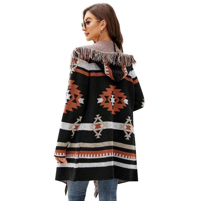 Scarlet Tribal Tassel Cardigan