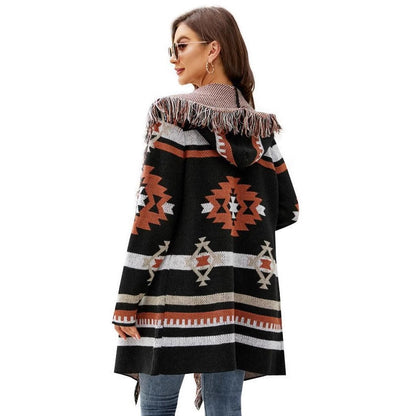 Scarlet Tribal Tassel Cardigan