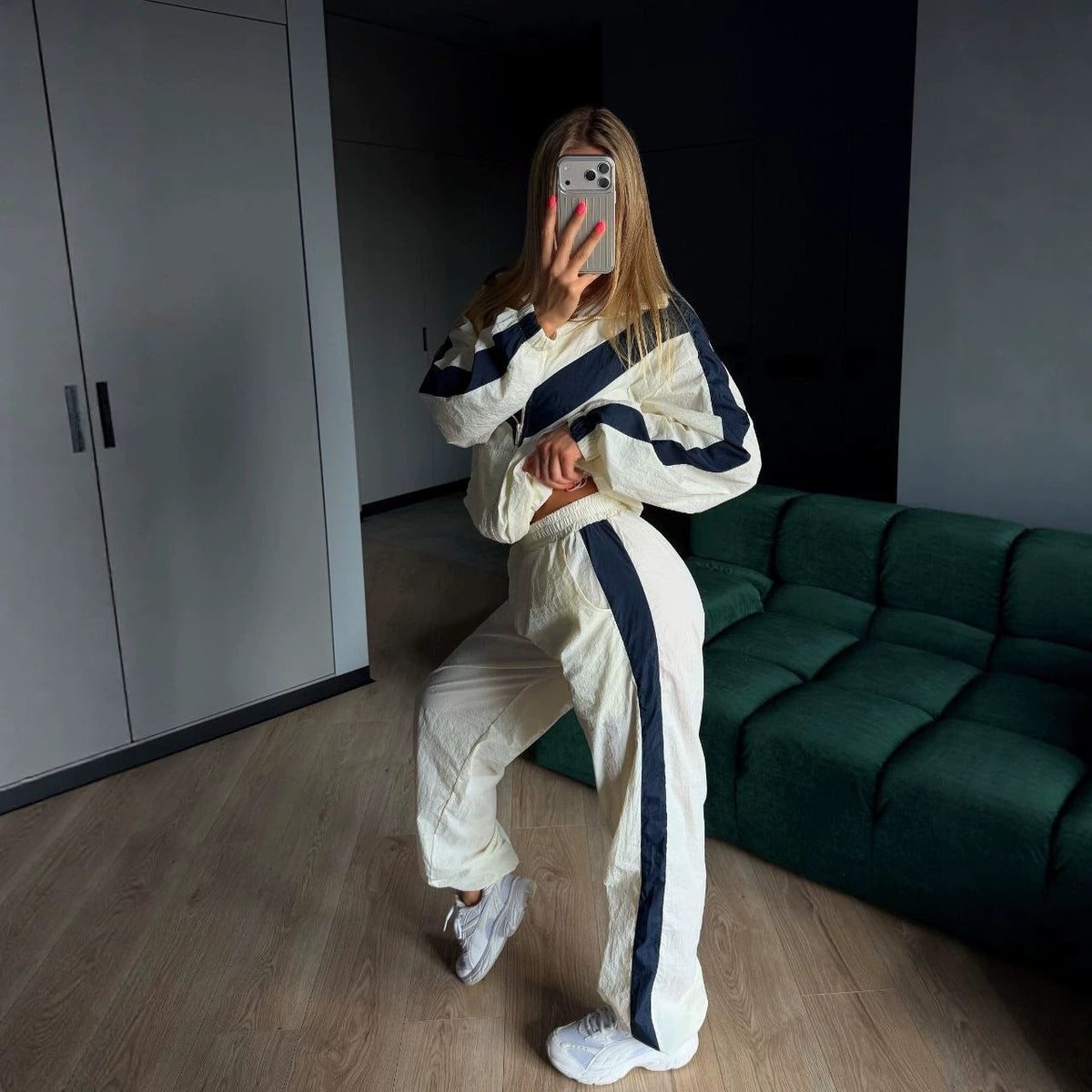 Nadia Colorblock Zip Cardigan and Jogger Set