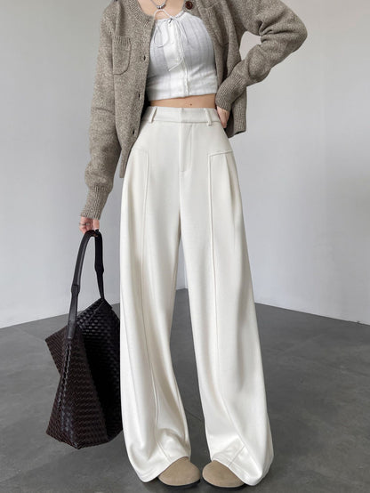 Thea High-Waist Drape Wide-Leg Trousers