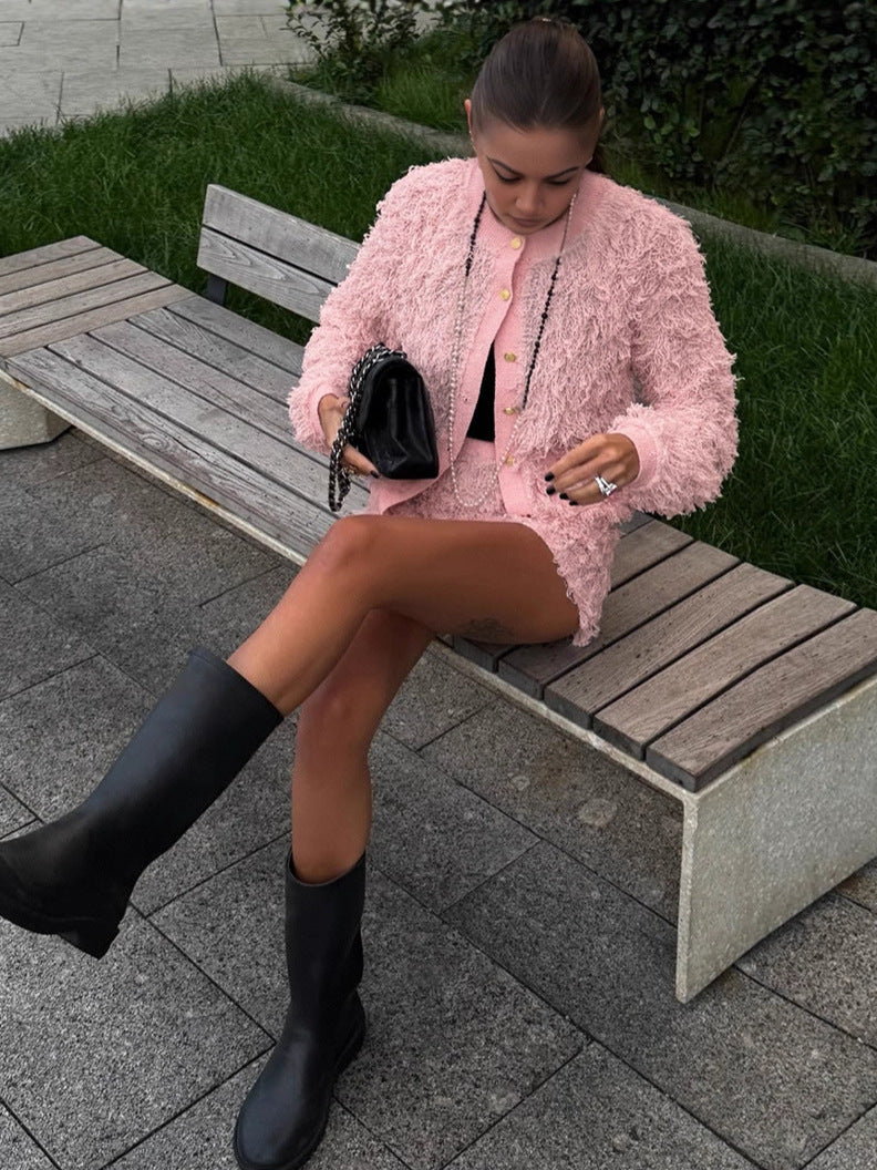 ChicFluff Two-Piece Set: Jacket + Shorts