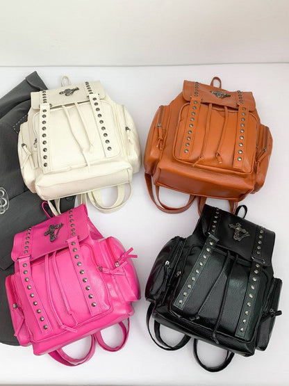 Skylar Studded PU Leather Backpack