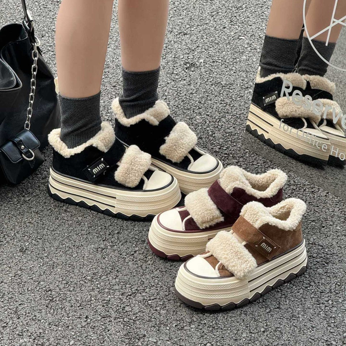 Shearling-Lined Platform Sneakers