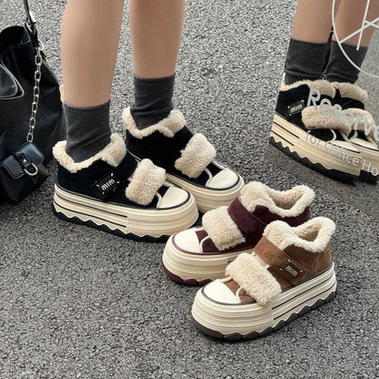 Shearling-Lined Platform Sneakers