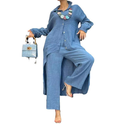 Aurora Two-Piece Shirt and Wide-Leg Pant Set