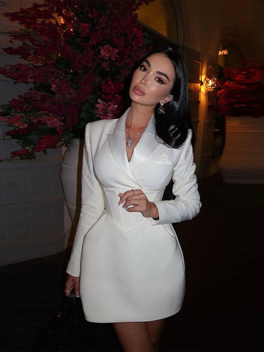 Juliette Cinched-Waist Blazer Dress