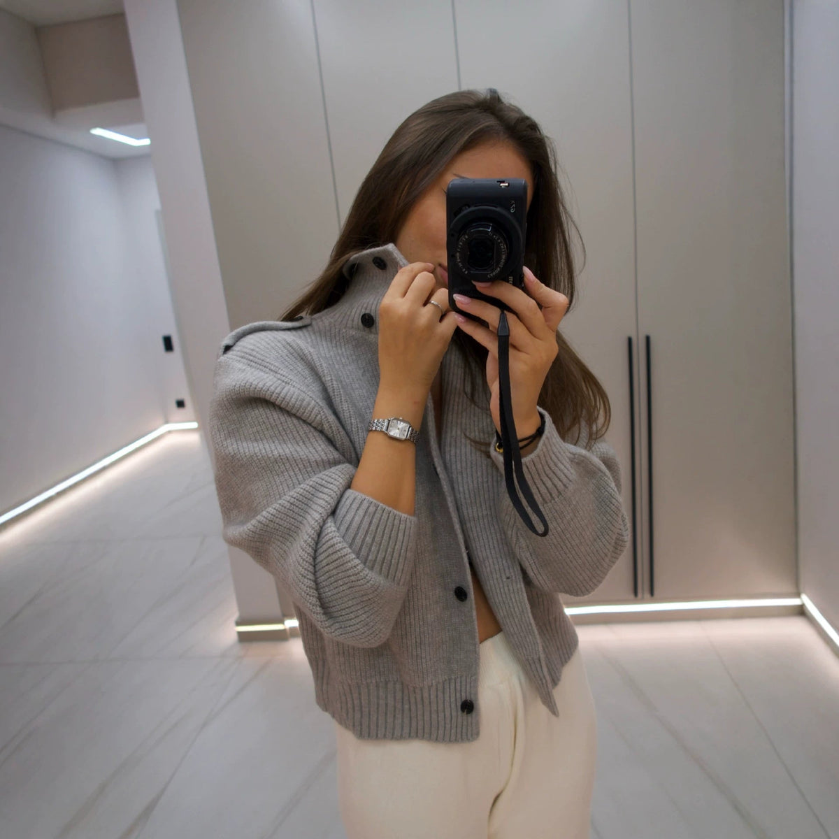 Reese High-Neck Button Cardigan