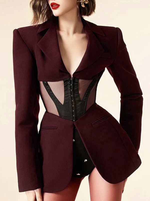 Blair V-Neck Corset Detail Blazer