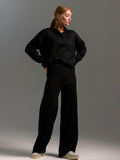 Livia Two-Piece Set: Polo Knit Sweater + Wide-Leg Pants