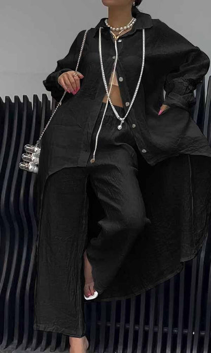 Aurora Two-Piece Shirt and Wide-Leg Pant Set