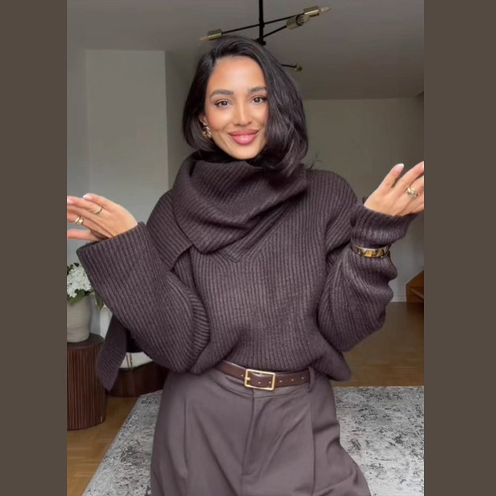 Harper Luxe Scarf-Neck Signature Knit