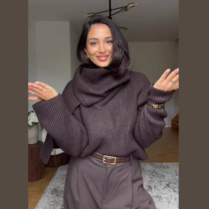 Harper Luxe Scarf-Neck Signature Knit