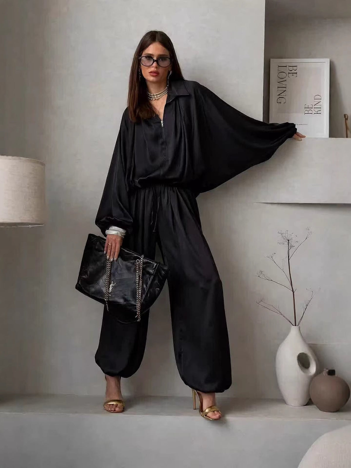 Lapel two-piece set - back view