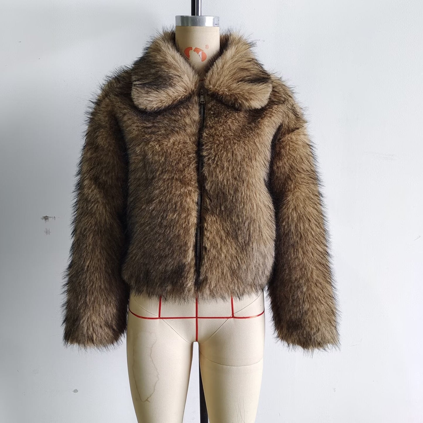 Faux Fur Collar Short Coat