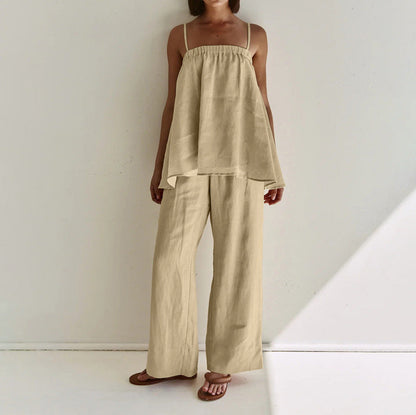 Amara Luxe Two-Piece Set – Strapless Top and Wide-Leg Trousers