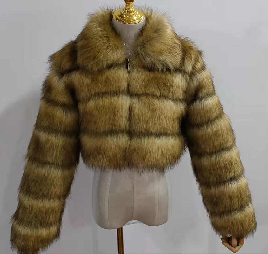 Short Crop Faux Fur Jacket