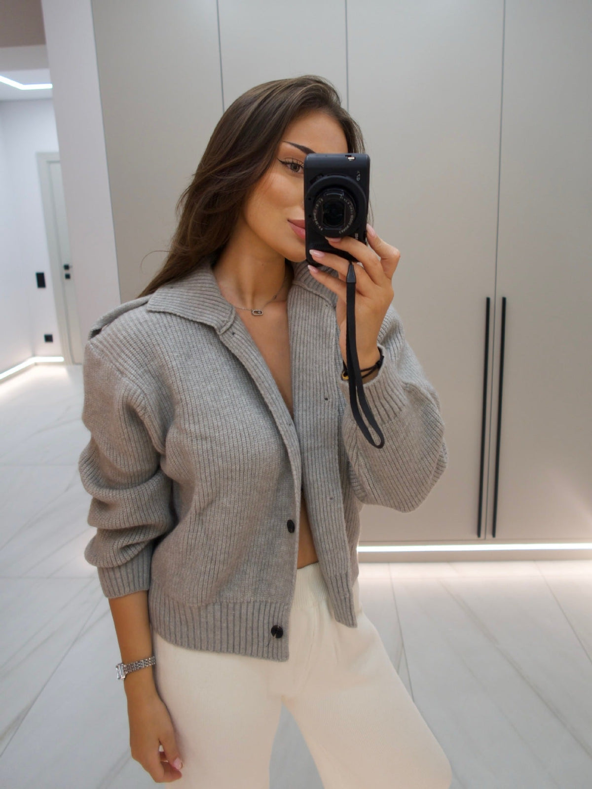 Reese High-Neck Button Cardigan
