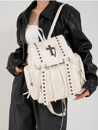Skylar Studded PU Leather Backpack