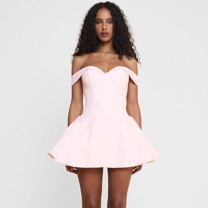 Lotus Off-Shoulder Mini Dress
