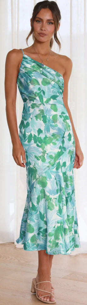 Fleur Jardin Satin Midi Dress