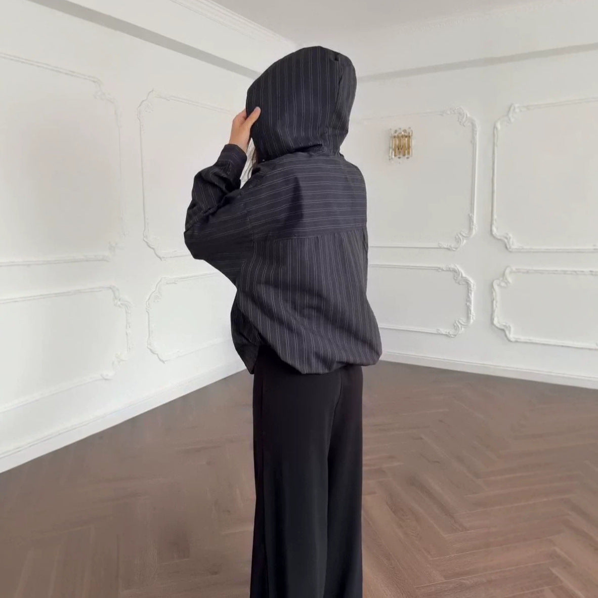 Sienna Striped Button-Front Hoodie