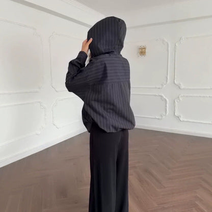 Sienna Striped Button-Front Hoodie