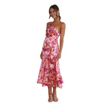 Fleur Jardin Satin Midi Dress