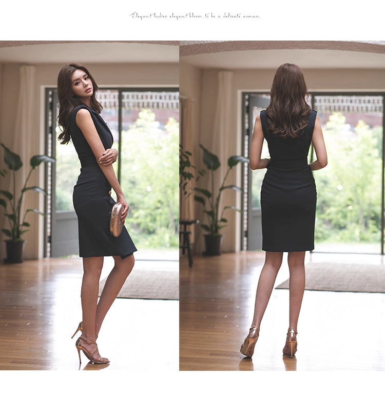 Victoria Black Belted Dress
