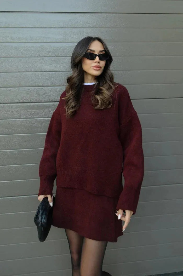 Aura Soft Knit Sweater + Skirt Set