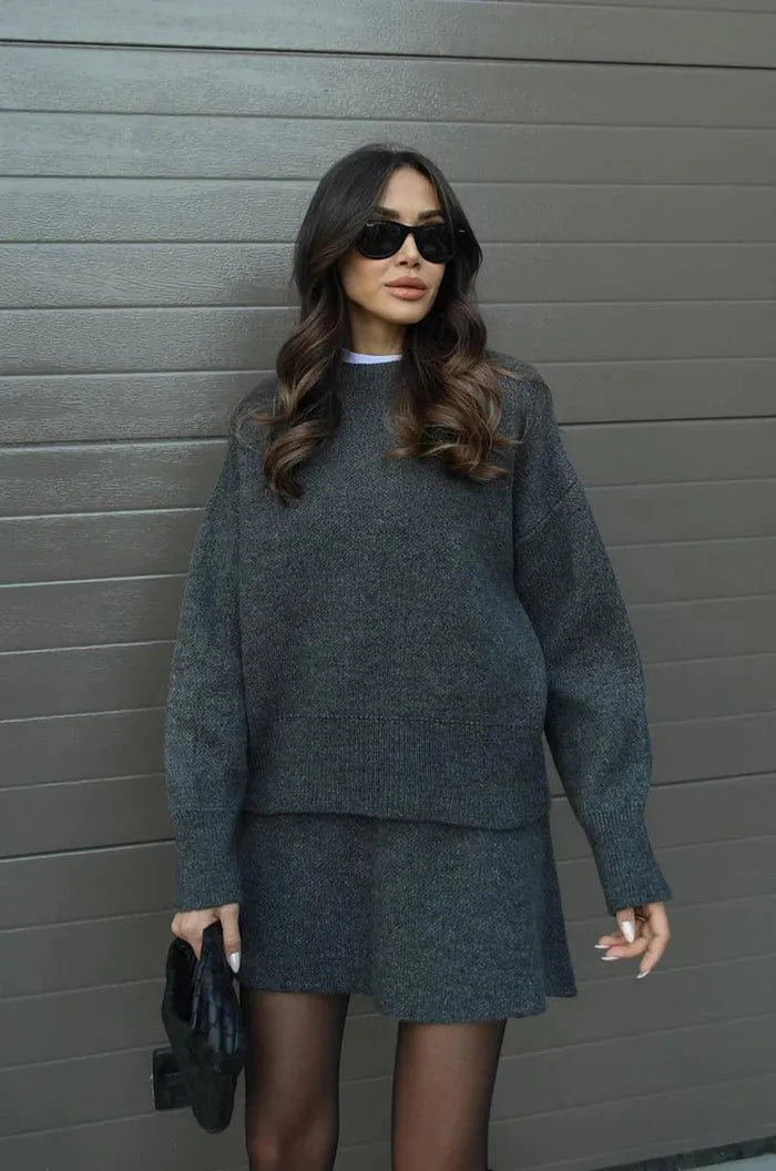 Aura Soft Knit Sweater + Skirt Set