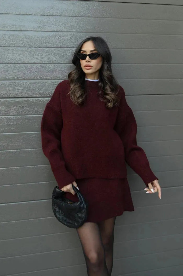 Aura Soft Knit Sweater + Skirt Set
