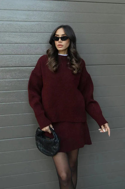 Aura Soft Knit Sweater + Skirt Set