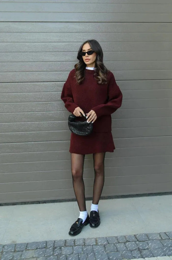 Aura Soft Knit Sweater + Skirt Set